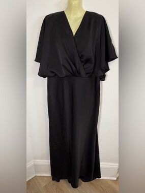 Eloquii Black Draped V-Neck Maxi Dress